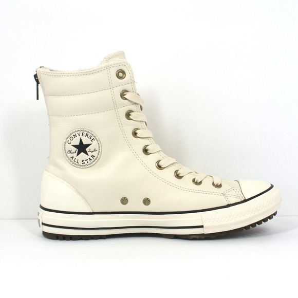 Converse Hi Rise Leather Boots Parchment NEW! - Picture 3 of 7